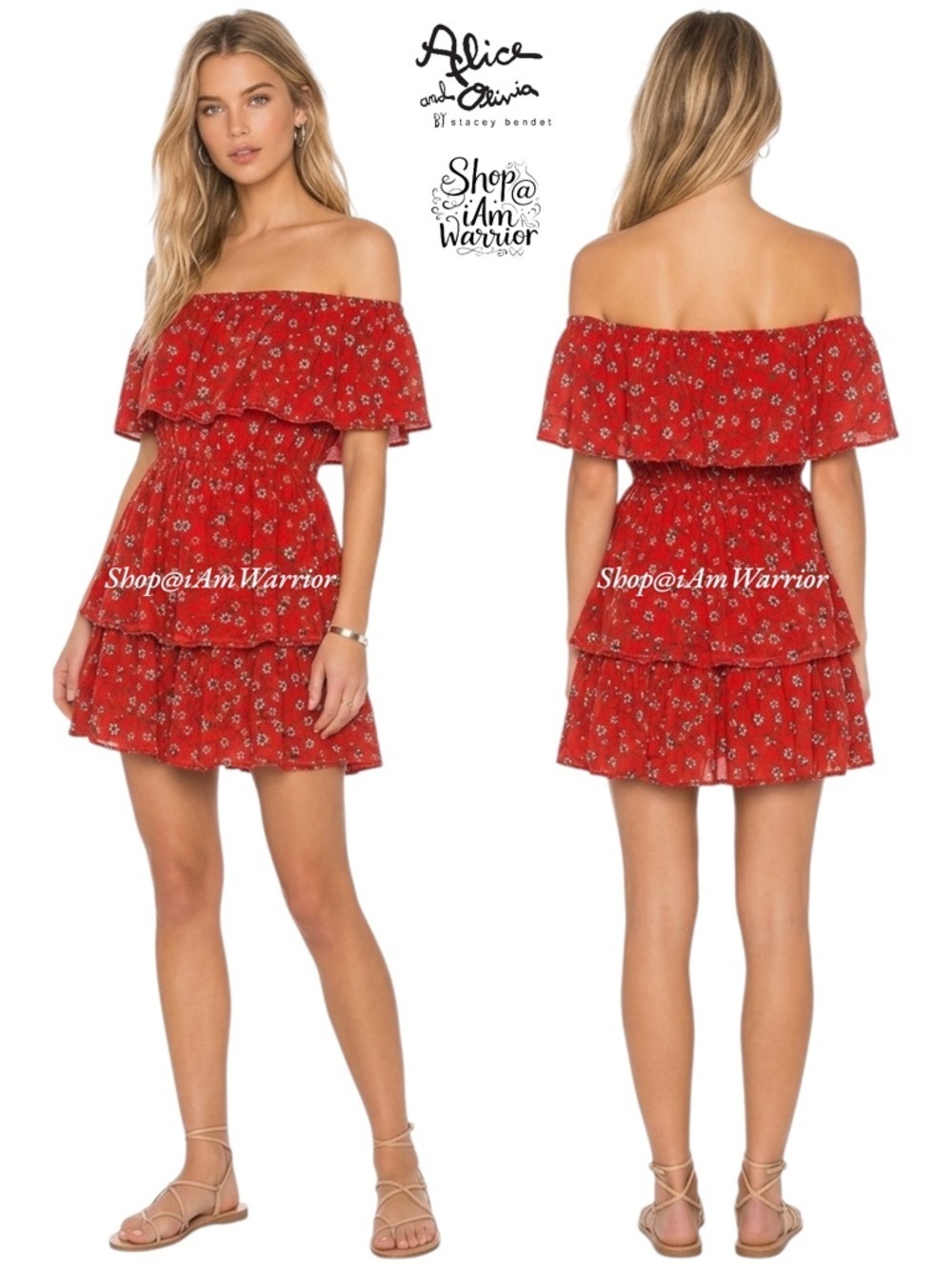Alice+Olivia floral ruffle off the shoulder dress *shop@iamwarrior